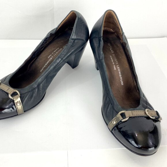 AGL Pumps 41 Attilio Giusti Leombruni Luxury Shoes Genuine Leather 9.5 Cap Toe - Picture 2 of 10